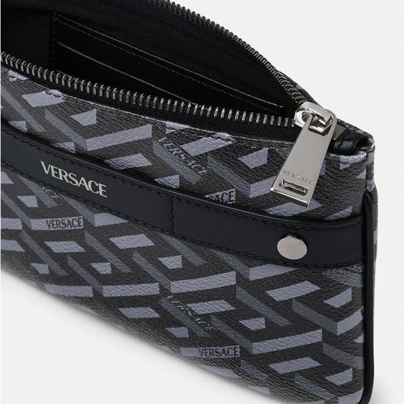 NEW Versace La Greca Rectangular Modular Small Pouch Bag 8”x4.75” - Picture 4 of 10